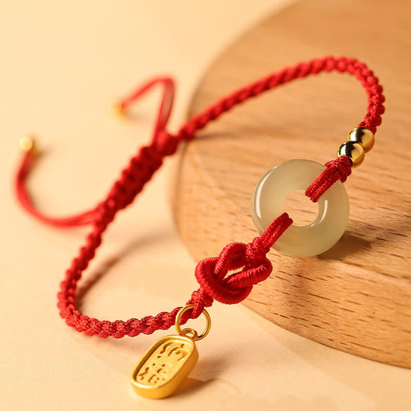 Bracelet porte-bonheur en jade Hetian avec Buddha Stones et boucle de paix