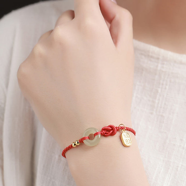 Bracelet porte-bonheur en jade Hetian avec Buddha Stones et boucle de paix