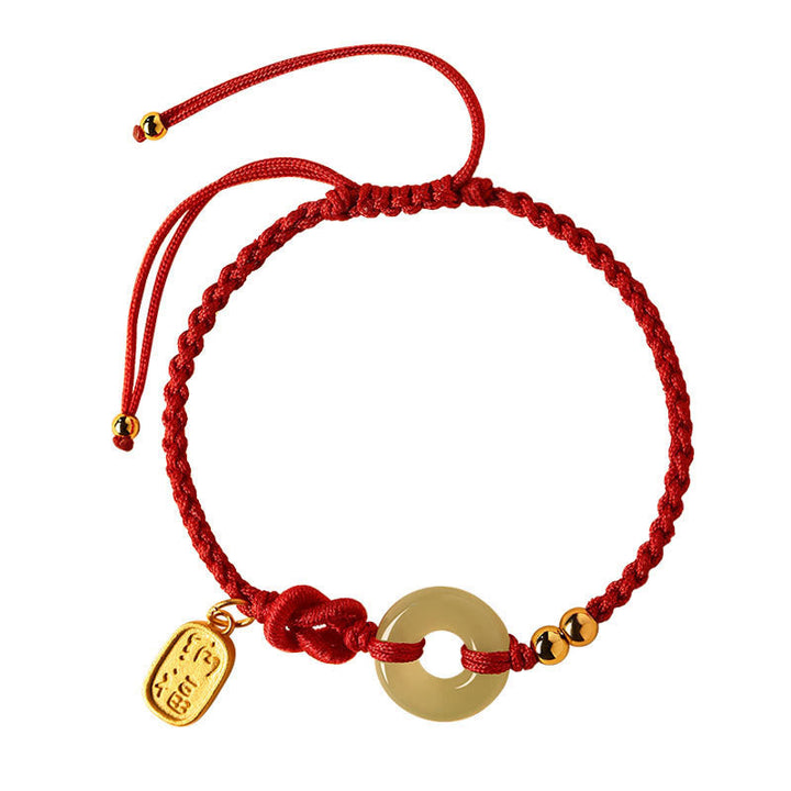 Bracelet porte-bonheur en jade Hetian avec Buddha Stones et boucle de paix