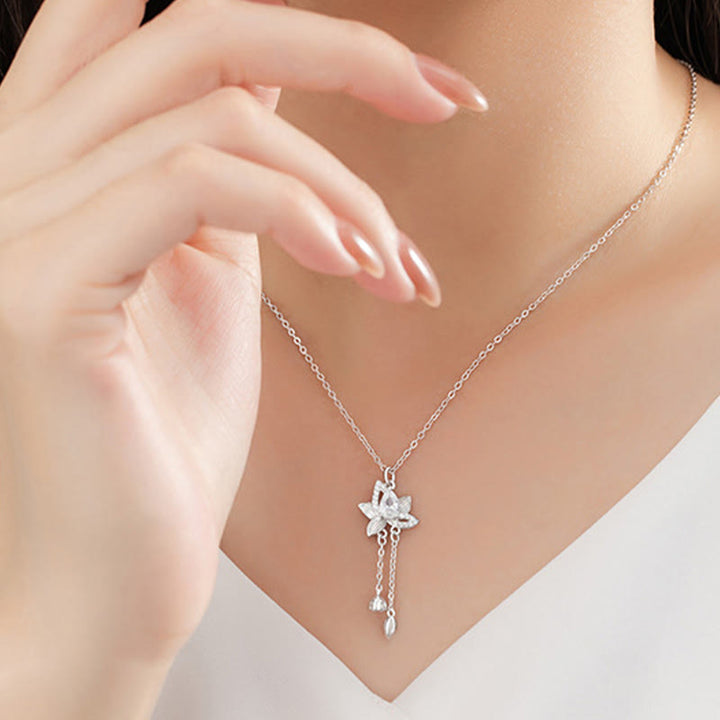 Collier pendentif d'illumination en argent sterling 925 avec Buddha Stones et zircone