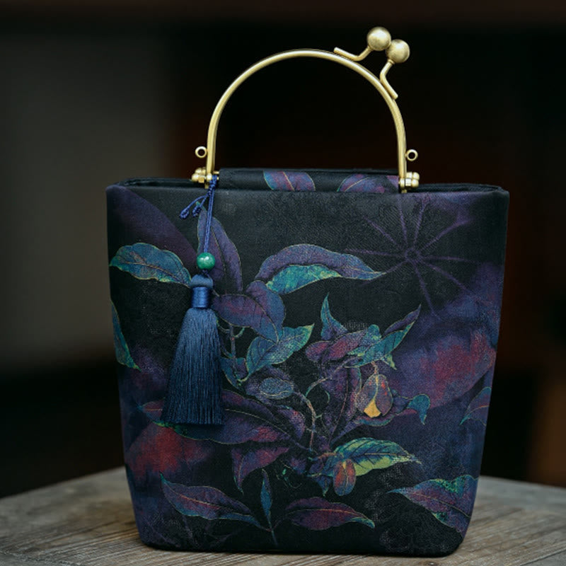 Sac à bandoulière en métal avec Buddha Stones , papillons, sac à bandoulière