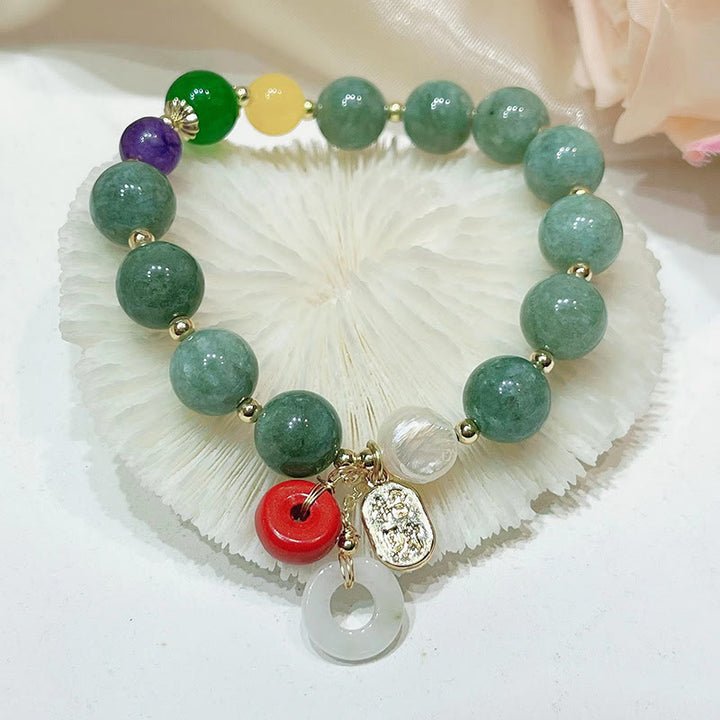Bracelet de confiance avec breloque en jade et agate rouge et Buddha Stones