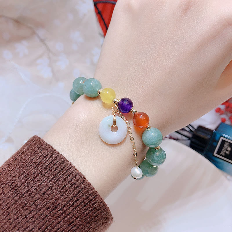 Bracelet de confiance avec breloque en jade et agate rouge et Buddha Stones