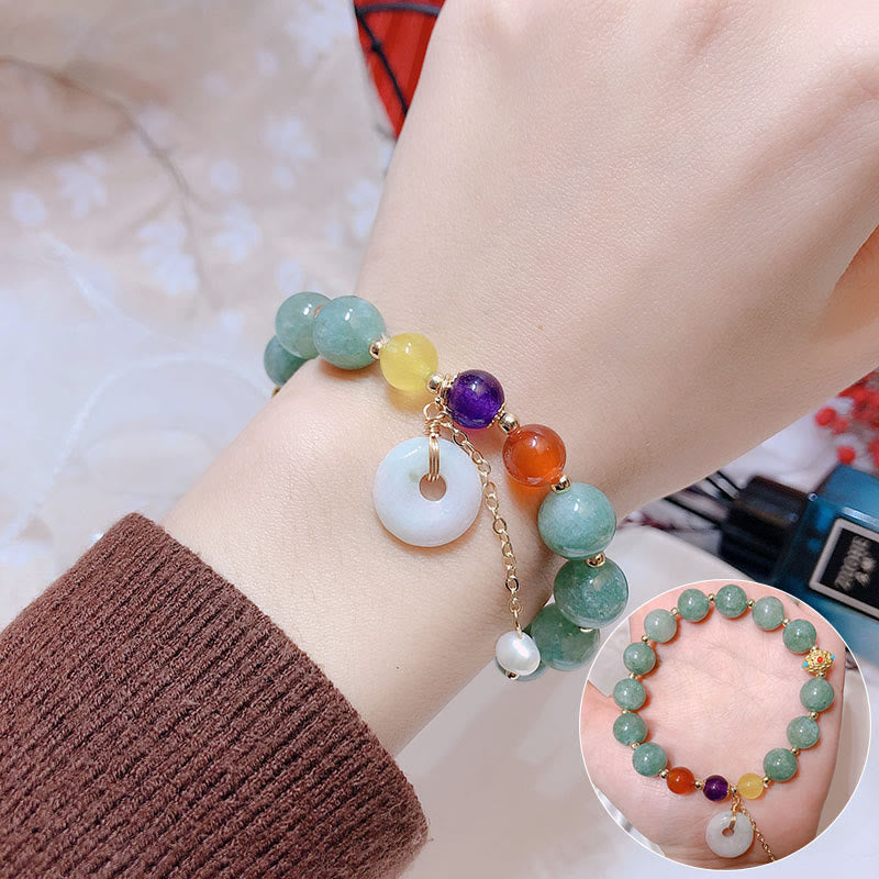 Bracelet de confiance avec breloque en jade et agate rouge et Buddha Stones