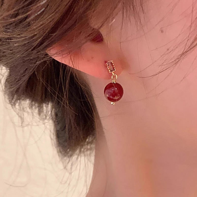 Boucles d'oreilles calmes en argent sterling 925 avec Buddha Stones et perles de cinabre remplies d'or 14 carats et zircon - image 4