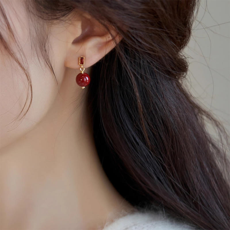 Boucles d'oreilles calmes en argent sterling 925 avec Buddha Stones et perles de cinabre remplies d'or 14 carats et zircon - image 7