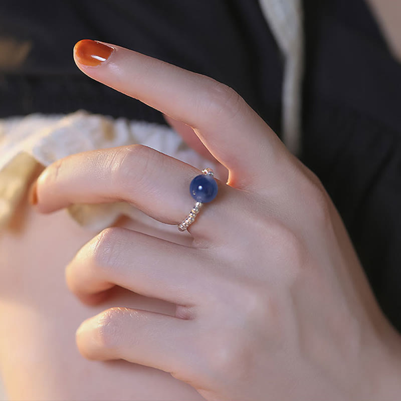 Bague de guérison en agate bleue en argent sterling 925 Buddha Stones - image 8