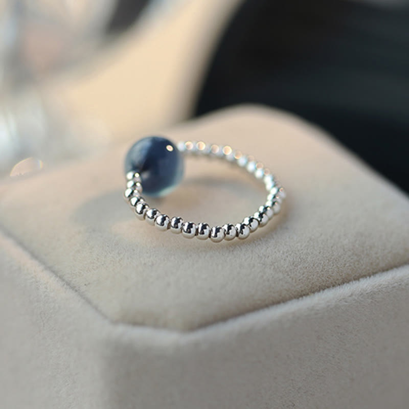 Bague de guérison en agate bleue en argent sterling 925 Buddha Stones - image 4