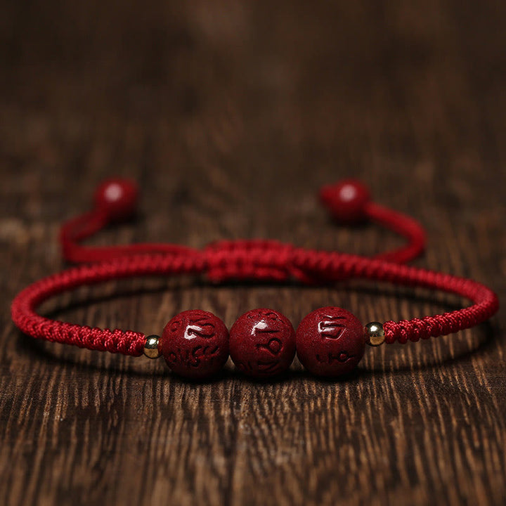 Bracelet tressé fait main en Buddha Stones avec perles gravées Om Mani Padme Hum et bénédiction