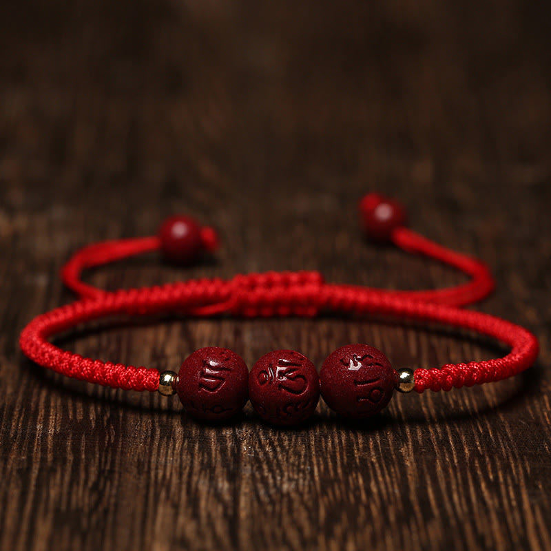 Bracelet tressé fait main en Buddha Stones avec perles gravées Om Mani Padme Hum et bénédiction