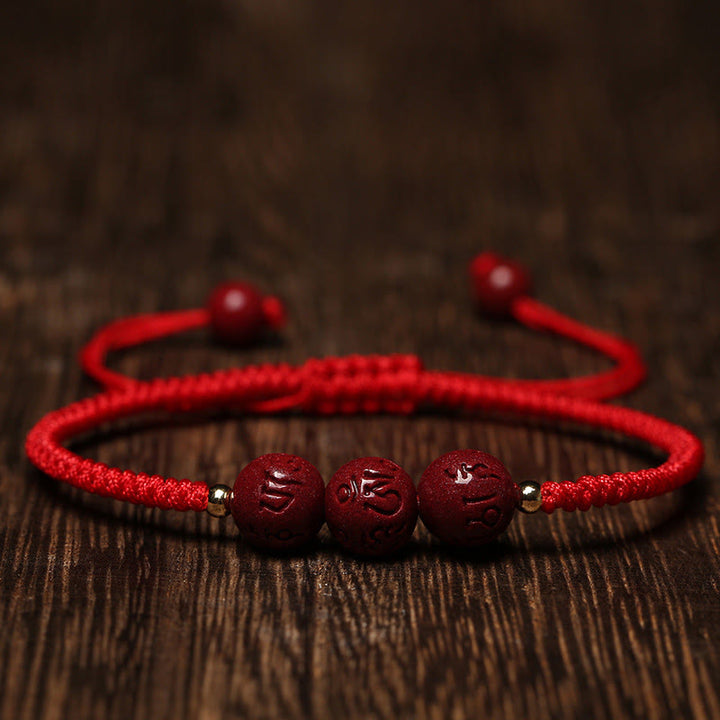 Bracelet tressé fait main en Buddha Stones avec perles gravées Om Mani Padme Hum et bénédiction