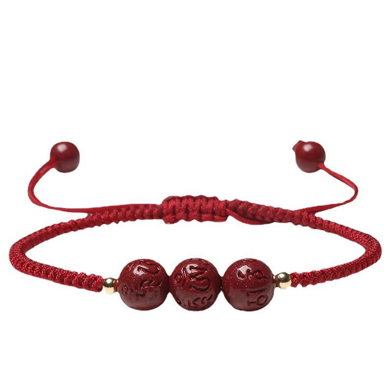 Bracelet tressé fait main en Buddha Stones avec perles gravées Om Mani Padme Hum et bénédiction