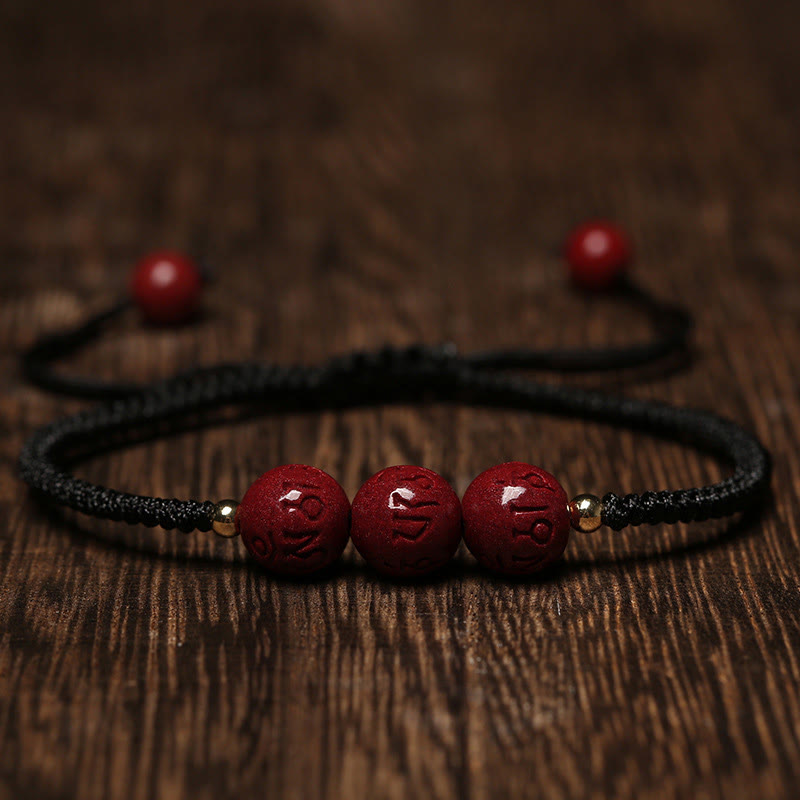 Bracelet tressé fait main en Buddha Stones avec perles gravées Om Mani Padme Hum et bénédiction