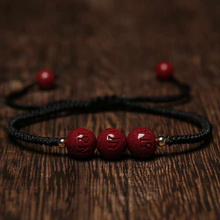 Bracelet tressé fait main en Buddha Stones avec perles gravées Om Mani Padme Hum et bénédiction