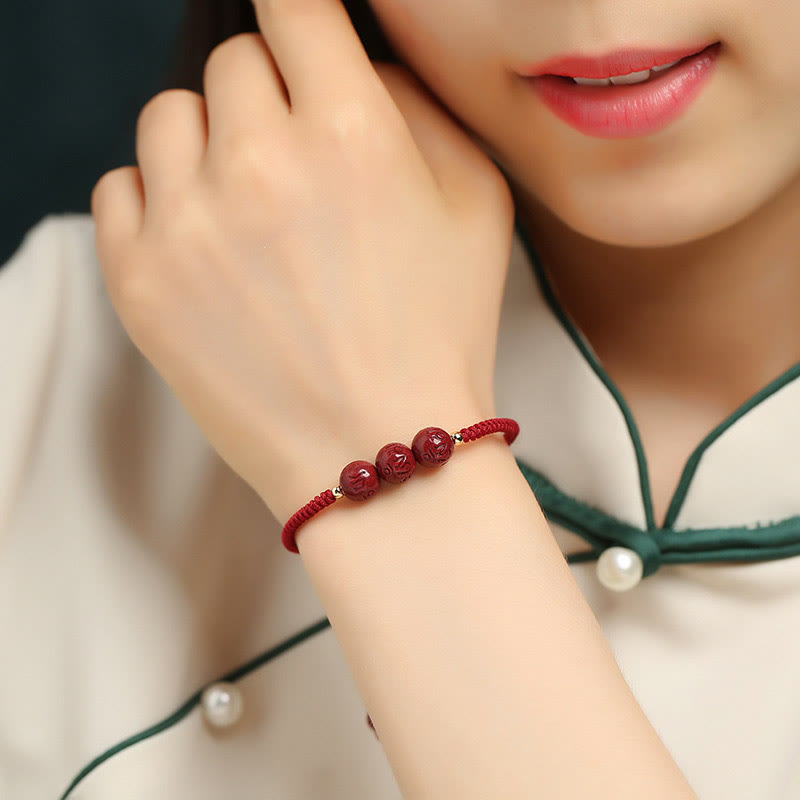Bracelet tressé fait main en Buddha Stones avec perles gravées Om Mani Padme Hum et bénédiction