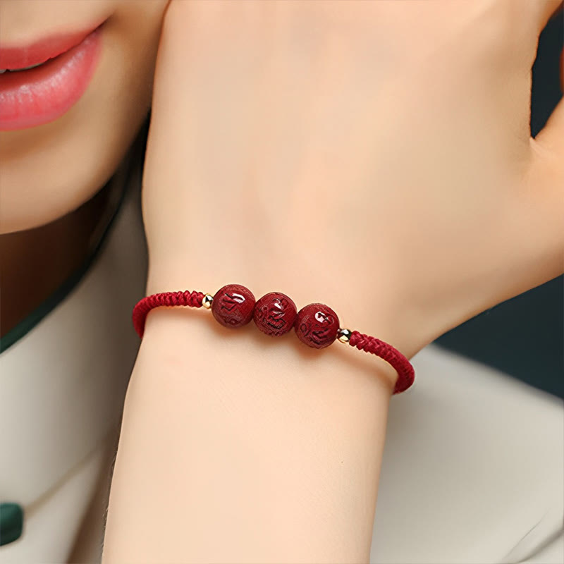 Bracelet tressé fait main en Buddha Stones avec perles gravées Om Mani Padme Hum et bénédiction
