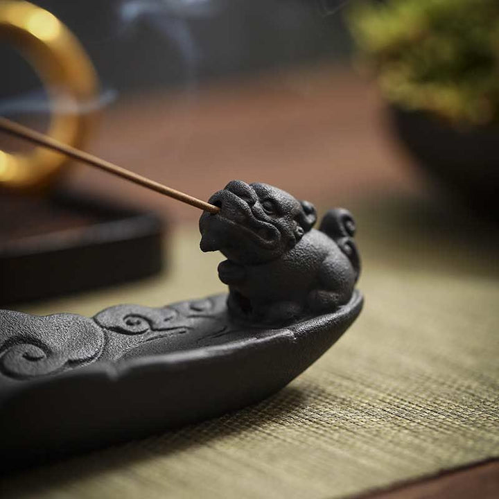 Buddha Stones de Bon augure Pixiu Bâton de guérison en céramique Brûleur d'encens Décoration