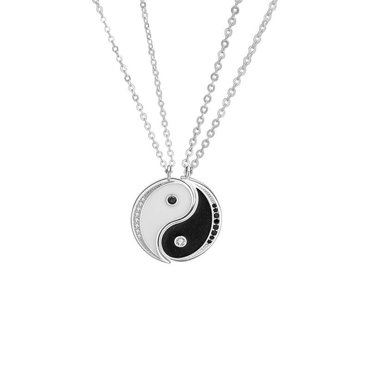 Collier pendentif symbole Yin Yang Harmony en argent sterling 925 avec Buddha Stones