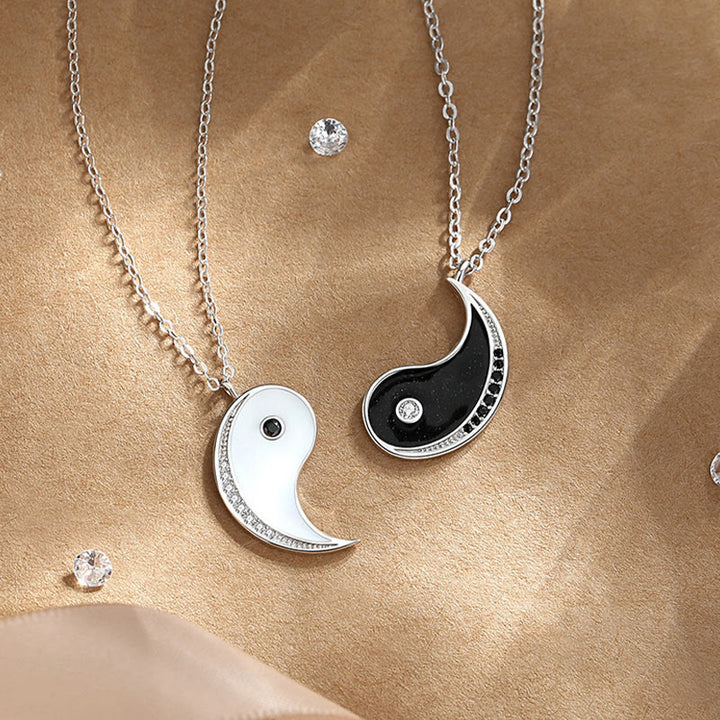 Collier pendentif symbole Yin Yang Harmony en argent sterling 925 avec Buddha Stones