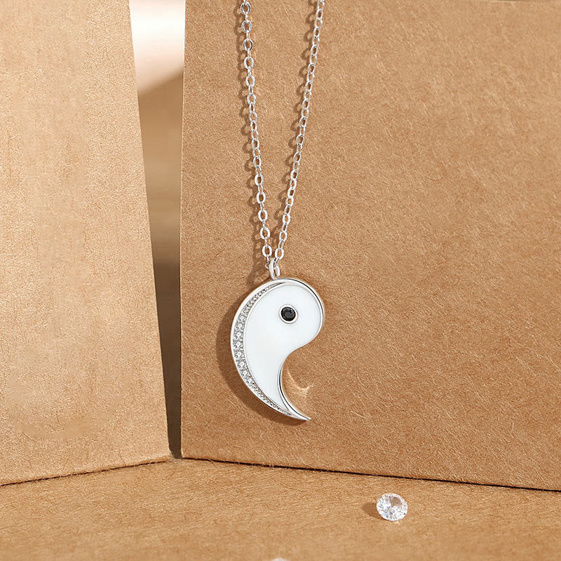 Collier pendentif symbole Yin Yang Harmony en argent sterling 925 avec Buddha Stones