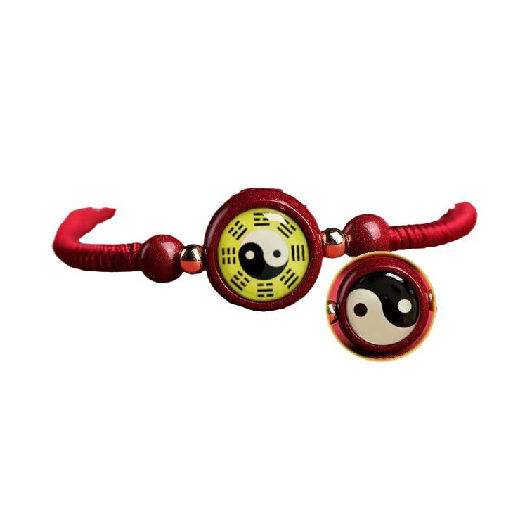 Bracelet porte-bonheur en Buddha Stones avec cordon rouge en cinabre et symbole Yin Yang Bagua - image 11