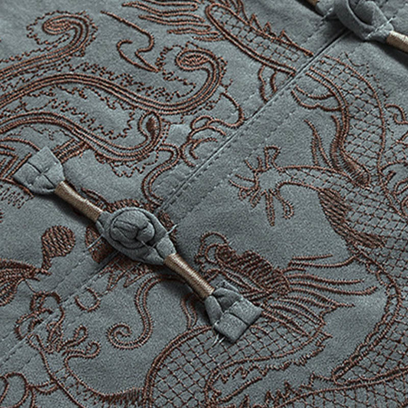 Buddha Stones Dragon Fu Caractère Tang Costume Traditionnel Chemise À Manches Courtes Pantalon À Jambes Larges Vêtements Ensemble Pour Hommes - image 7