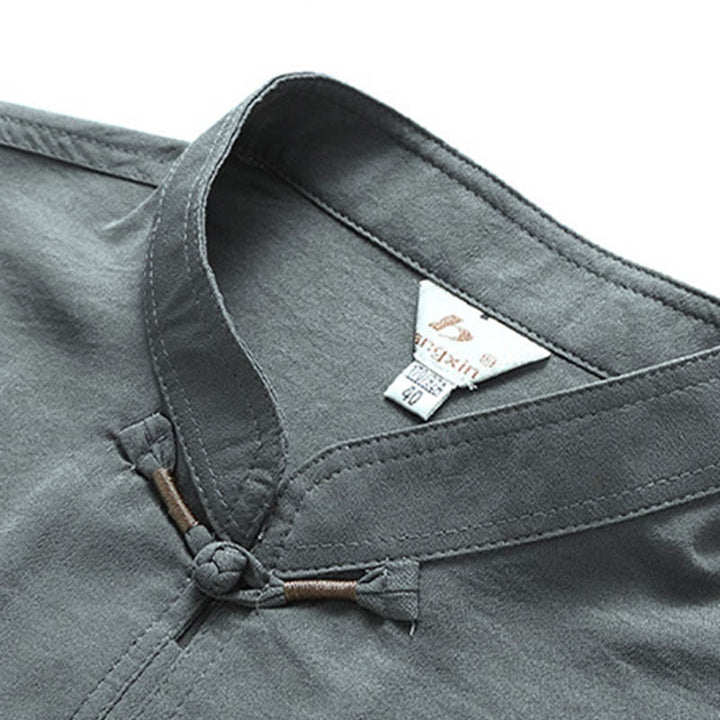 Buddha Stones Dragon Fu Caractère Tang Costume Traditionnel Chemise À Manches Courtes Pantalon À Jambes Larges Vêtements Ensemble Pour Hommes - image 3