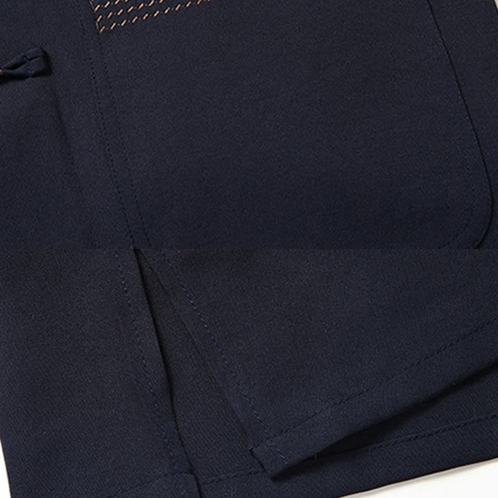 Ensemble de vêtements pour hommes avec haut à manches courtes et pantalon brodés avec personnages de Buddha Stones Fu - image 10