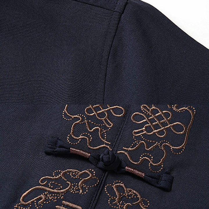 Ensemble de vêtements pour hommes avec haut à manches courtes et pantalon brodés avec personnages de Buddha Stones Fu - image 9