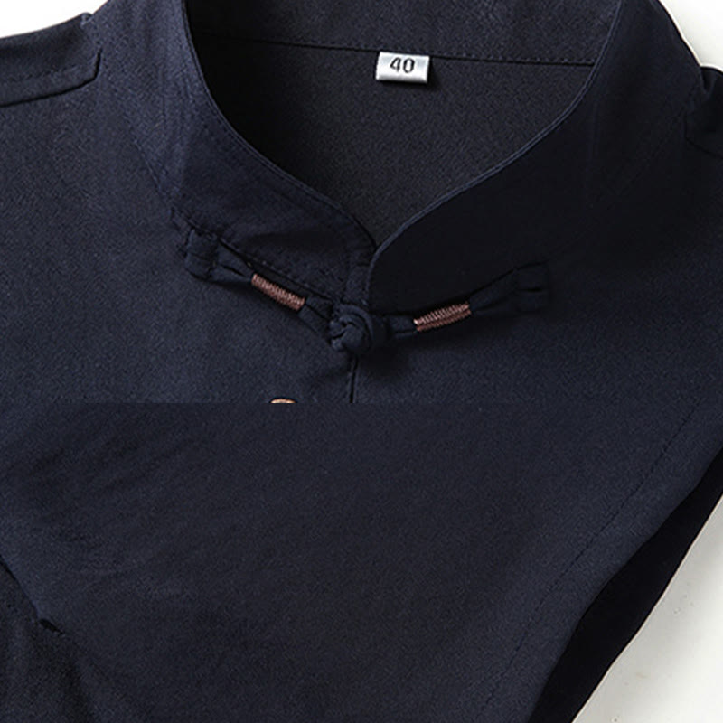 Ensemble de vêtements pour hommes avec haut à manches courtes et pantalon brodés avec personnages de Buddha Stones Fu - image 8