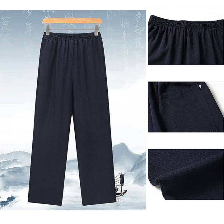 Ensemble de vêtements pour hommes avec haut à manches courtes et pantalon brodés avec personnages de Buddha Stones Fu - image 16