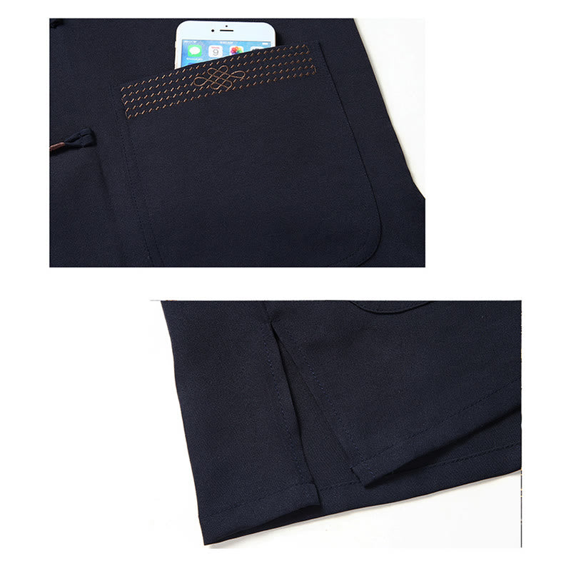 Ensemble de vêtements pour hommes avec haut à manches courtes et pantalon brodés avec personnages de Buddha Stones Fu - image 15