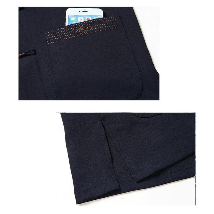 Ensemble de vêtements pour hommes avec haut à manches courtes et pantalon brodés avec personnages de Buddha Stones Fu - image 15