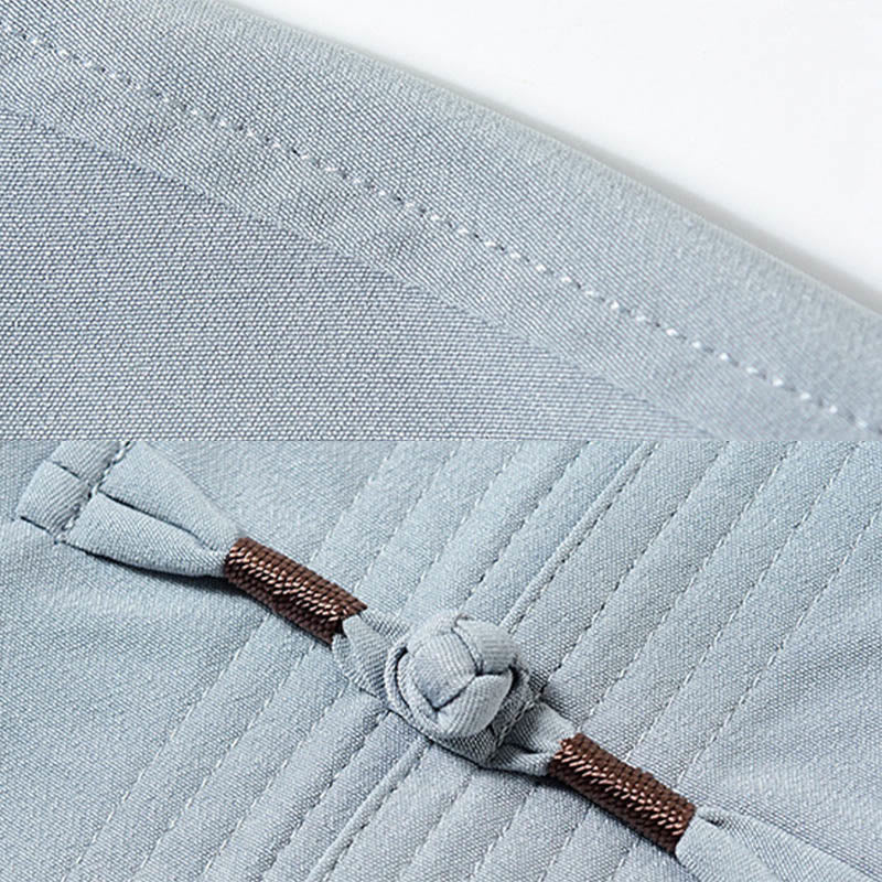 Costume Tang brodé de personnages de Buddha Stones Fu, haut à manches courtes et pantalon à boutons de grenouille traditionnels, ensemble pour hommes - image 9