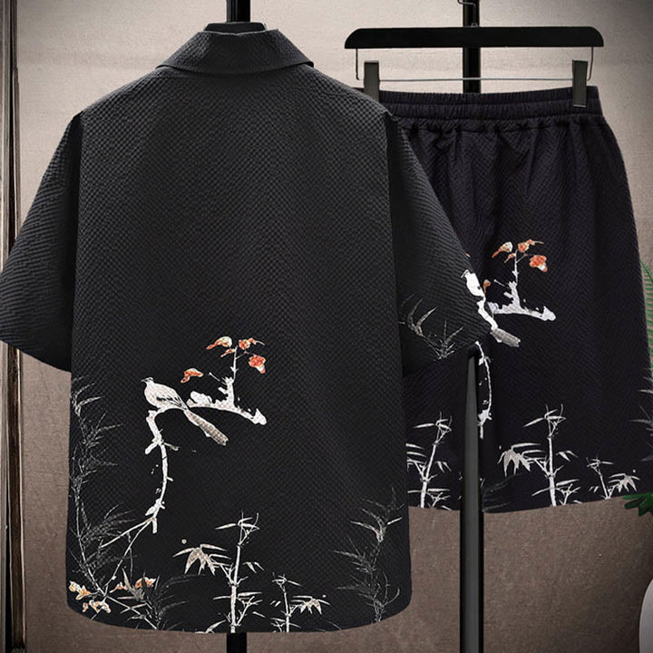 Ensemble short à manches courtes pour homme avec motif de Buddha Stones et de cocotiers - image 10