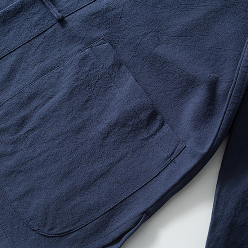 Chemise de costume chinois Tang à boutons de grenouille avec Buddha Stones en coton et lin pour homme - image 9