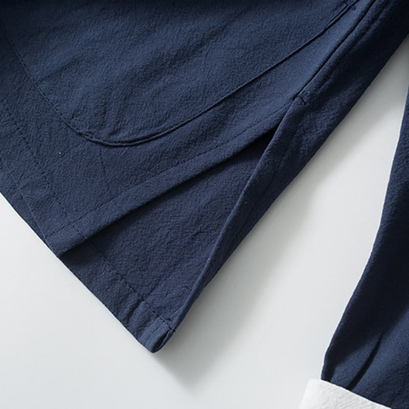 Chemise de costume chinois Tang à boutons de grenouille avec Buddha Stones en coton et lin pour homme - image 10