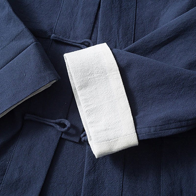 Chemise de costume chinois Tang à boutons de grenouille avec Buddha Stones en coton et lin pour homme - image 11