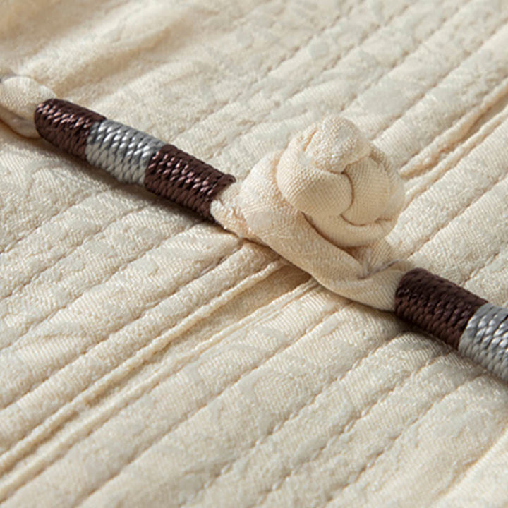Buddha Stones le long de la rivière pendant le festival de Qingming Motif Costume Tang traditionnel Chemise à manches courtes Pantalon Vêtements Ensemble pour hommes