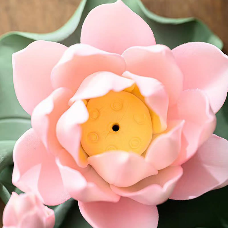 Buddha Stones Fleur de Lotus Feuille Gousse Guérison Spirituelle Bâton En Céramique Brûleur D'encens Décoration