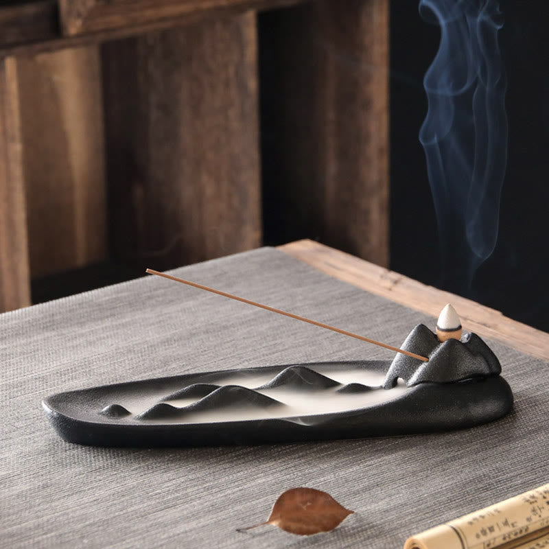 Brûleur d'encens en céramique avec double poisson koï en Buddha Stones