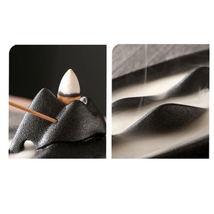 Brûleur d'encens en céramique avec double poisson koï en Buddha Stones