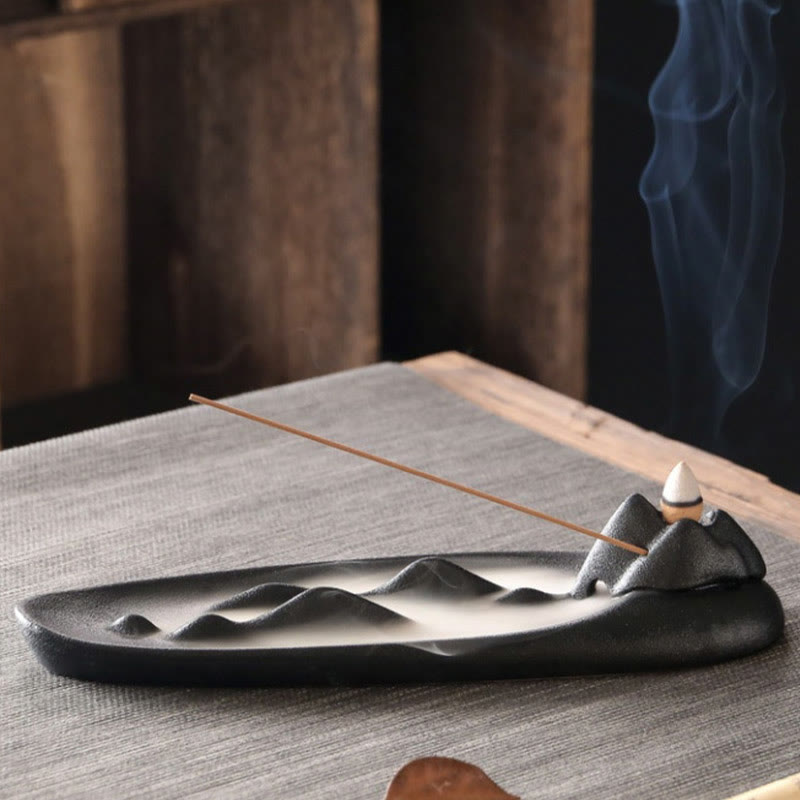 Brûleur d'encens en céramique avec double poisson koï en Buddha Stones
