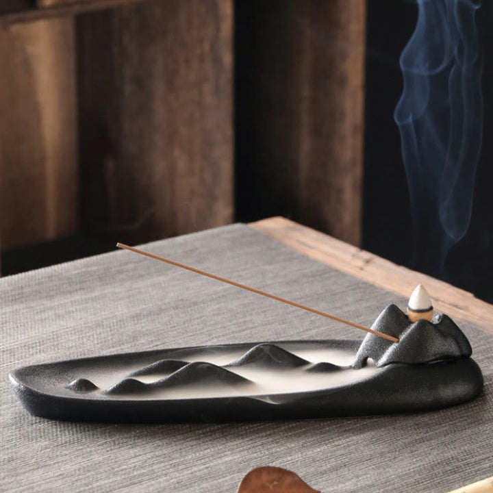 Brûleur d'encens en céramique avec double poisson koï en Buddha Stones