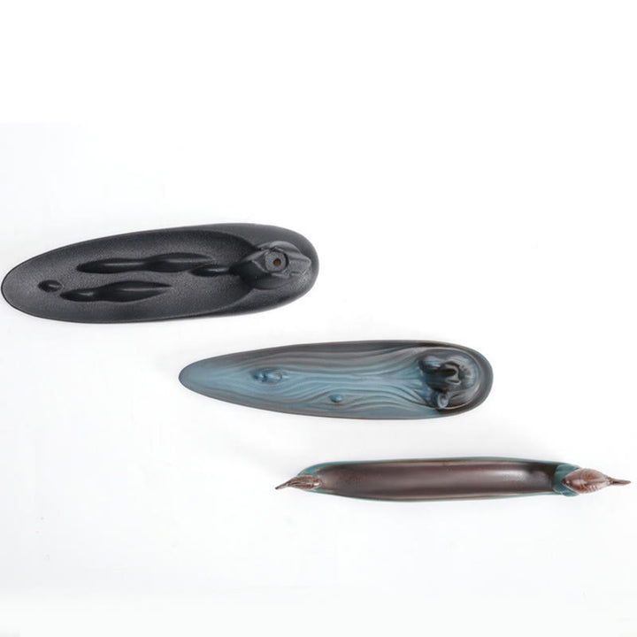 Brûleur d'encens en céramique avec double poisson koï en Buddha Stones