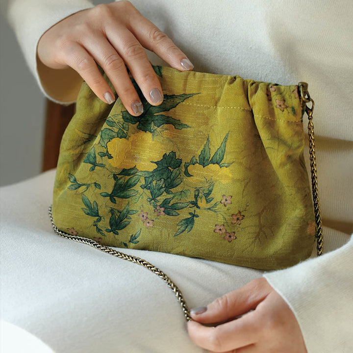 Sac à bandoulière en métal avec chaîne en kaki noir et pierres de Buddha Stones