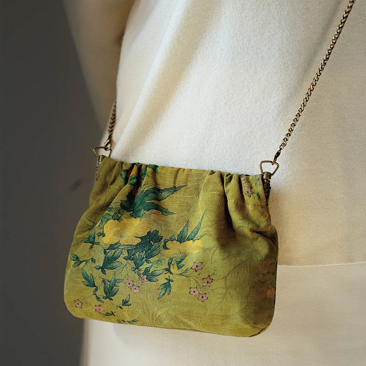 Sac à bandoulière en métal avec chaîne en kaki noir et pierres de Buddha Stones