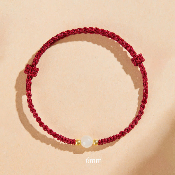 Bracelet tressé en perles rondes de jade fabriquées à la main par Buddha Stones