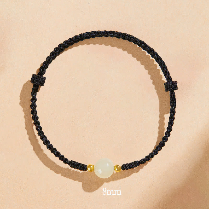 Bracelet tressé en perles rondes de jade fabriquées à la main par Buddha Stones