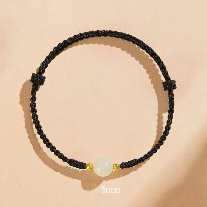 Bracelet tressé en perles rondes de jade fabriquées à la main par Buddha Stones